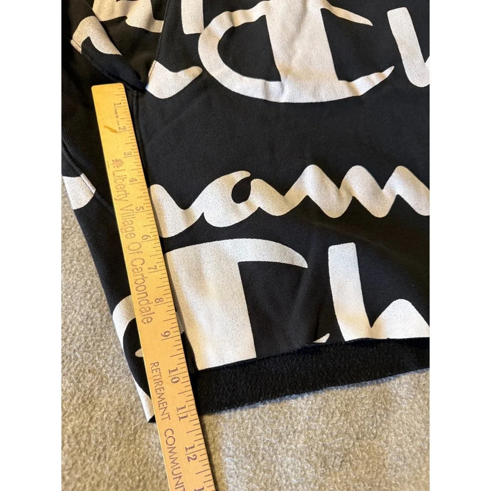 Champion LIFE Reverse Weave Shorts Mens 3XL Black All Over Script Logo Print